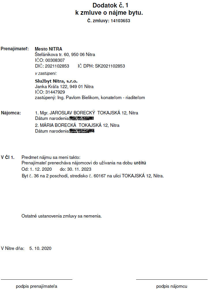 Zmluvy o prenájme bytov