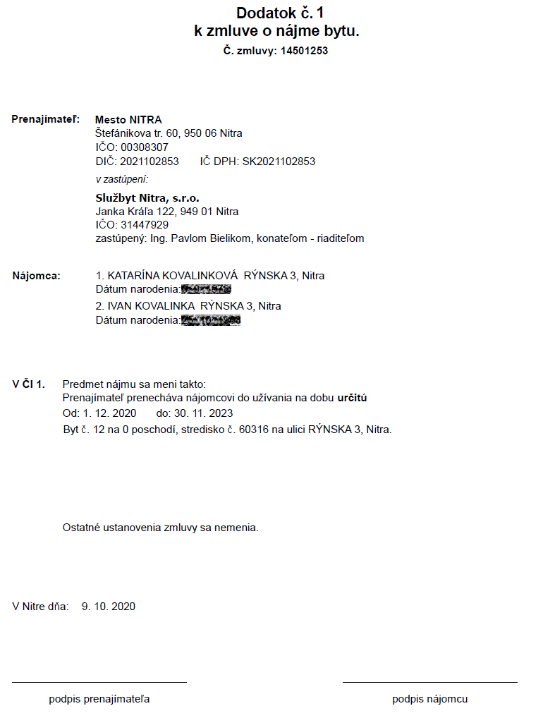 Zmluvy o prenájme bytov