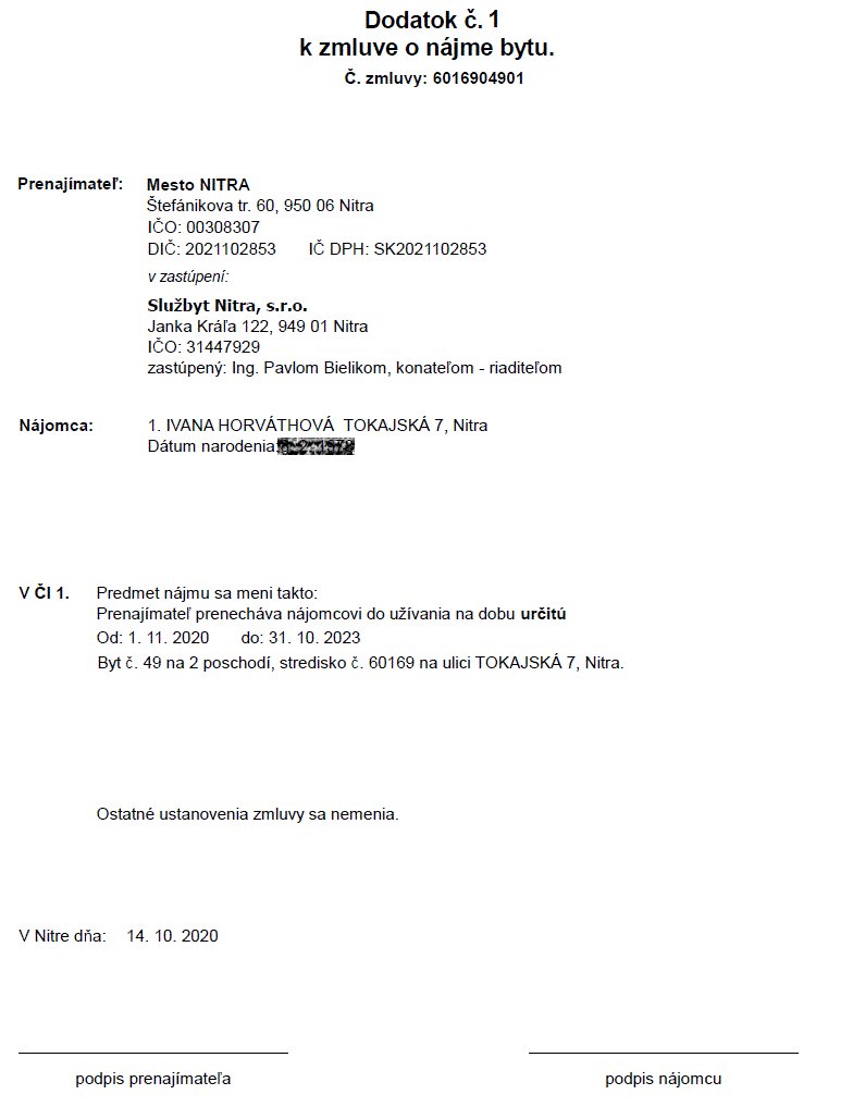 Zmluvy o prenájme bytov